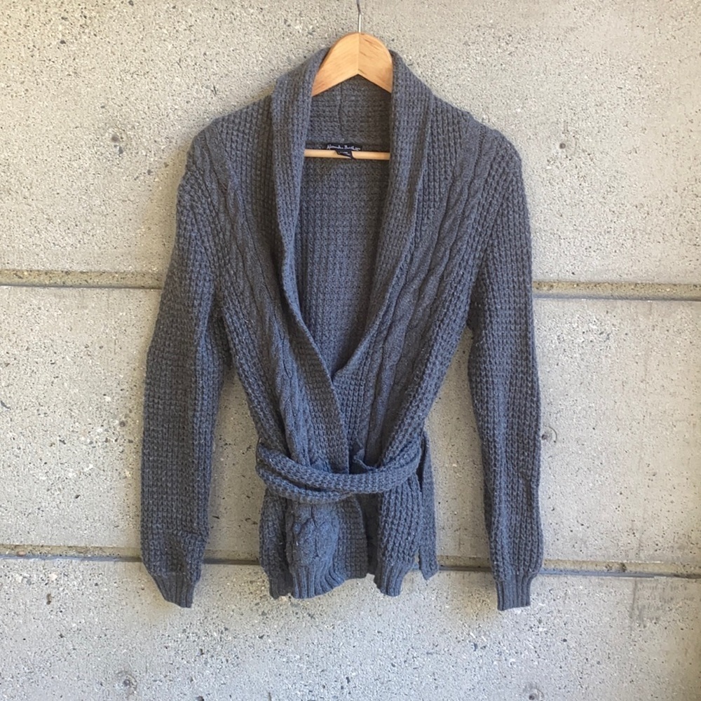 Alexandra Bartlett Knit Wrap Cardi in Charcoal